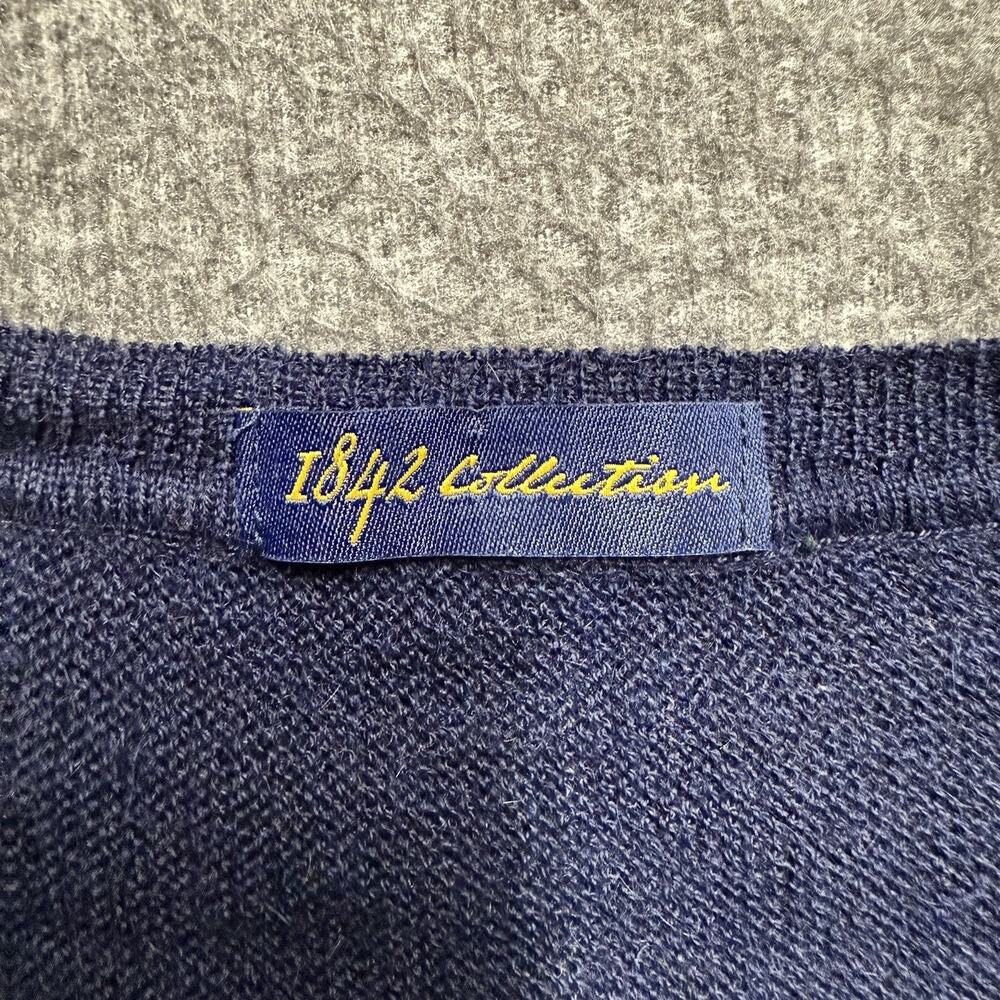 1842 Collection Wool & Alpaca Blend V-Neck Sweater Men's XL Navy Blue Peru - Picture 2 of 6